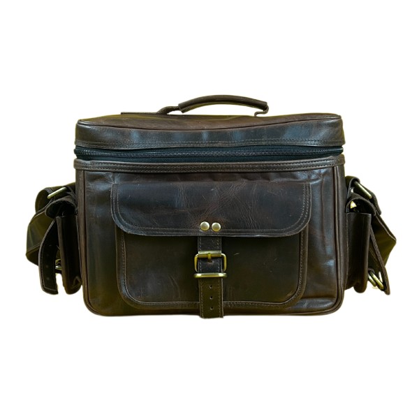 Madosh -Genuine Brown Leather DSLR Camera Bag | Camera Shoulder Messenger Bag Case| Photographer’s DSLR Crossbody Handbag | Camera Carry Top Handle shoulder Bag | Camera Case Bag